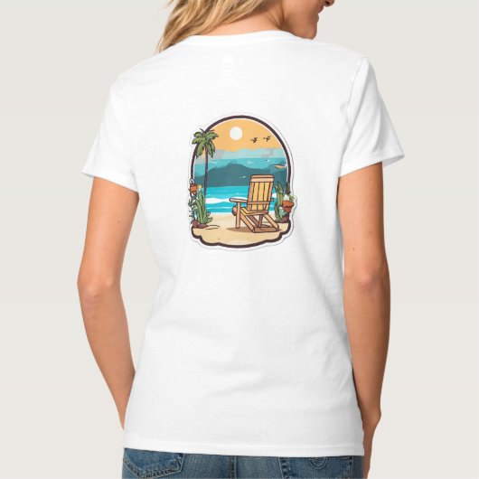 Sunny Shores Minimalistisch T-shirt (Achterkant)