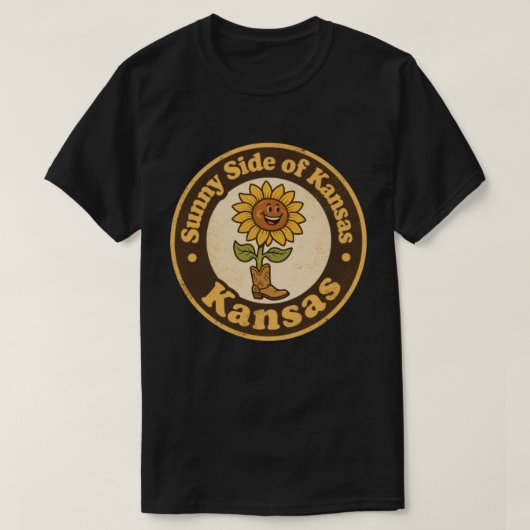 Sunny Side of Kansas_ Zonnebloem met laarzen Kunst T-shirt (Design voorkant)