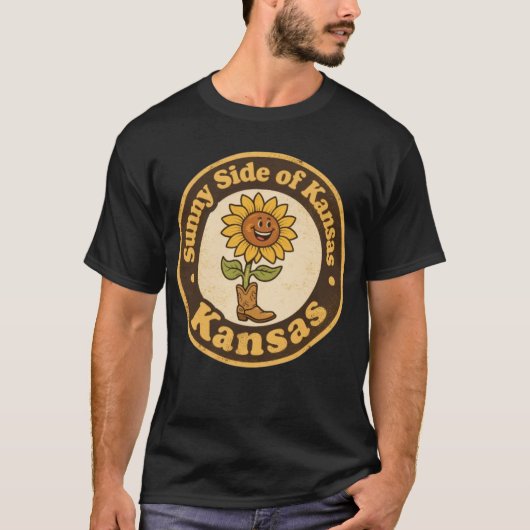 Sunny Side of Kansas_ Zonnebloem met laarzen Kunst T-shirt (Voorkant)
