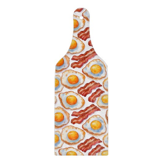 Sunny Side Up & Crispy – Waterverf Eieren en Bacon Snijplank (Voorkant)