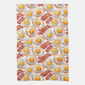 Sunny Side Up & Crispy – Waterverf Eieren en Bacon Theedoek (Verticaal)