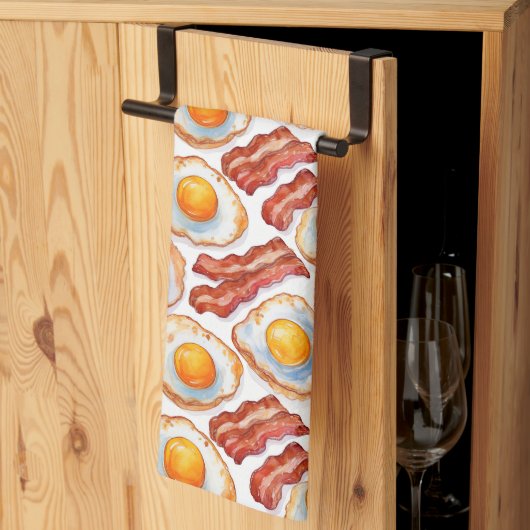 Sunny Side Up & Crispy – Waterverf Eieren en Bacon Theedoek (Derde Gevouwen)