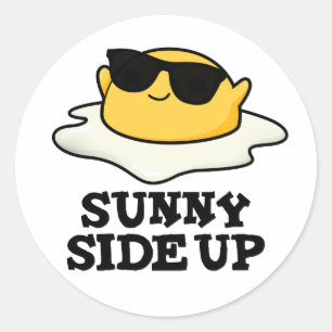 Sunny Side Up Funny Fried Egg Pun Ronde Sticker