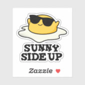 Sunny Side Up Funny Fried Egg Pun Sticker (Vel)