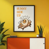 Sunny Side Up Funny Punny Egg Mascot Retro Art Poster