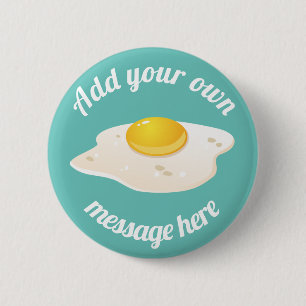 Sunny Side Up Gebakken Ei Ontbijt Custom Text Ronde Button 5,7 Cm