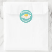 Sunny Side Up Gebakken Ei Ontbijt Custom Text Ronde Sticker (Tas)