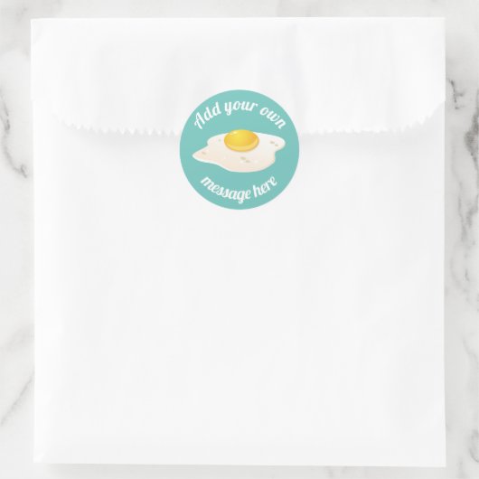 Sunny Side Up Gebakken Ei Ontbijt Custom Text Ronde Sticker (Tas)