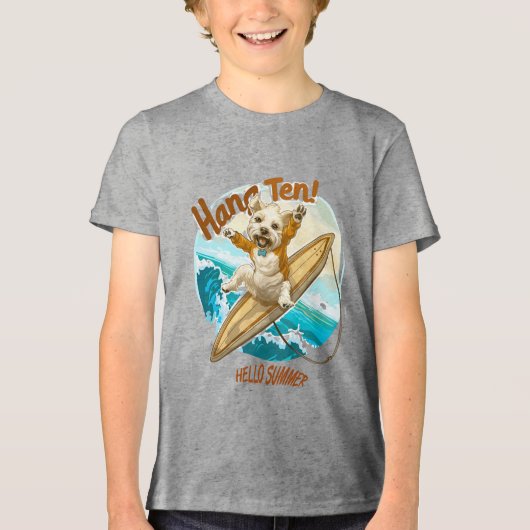 Sunny Skater Pup Tri-Blend Shirt (Voorkant)