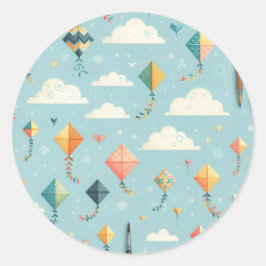Sunny Skies & Soaring Kites Party Vibes Ronde Sticker