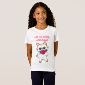 Sunny Slice Delight: Cute Cat with Watermelon T-shirt (Voorkant volledig)