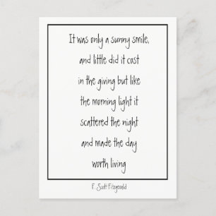 Sunny Smile Inspirerend Poem F. Scott Fitzgerald Briefkaart