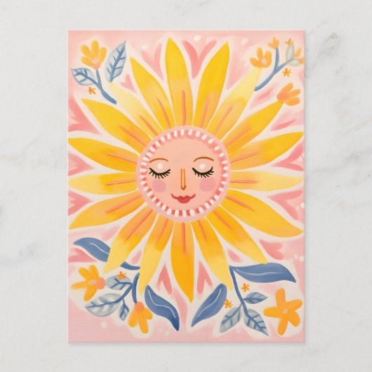 Sunny Smiles: grillig zonnebloem Briefkaart (Voorkant)