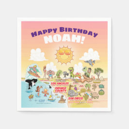 Sunny SoCal Custom Birthday Napkins Servet
