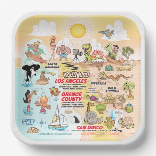 Sunny SoCal Paper-Borden Papieren Bordje (Voorkant)