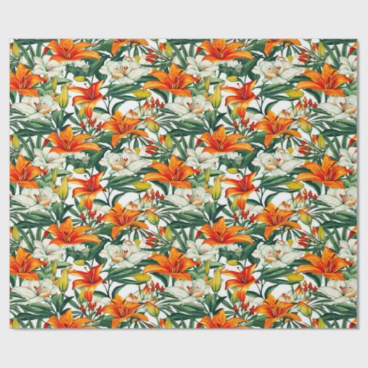 "Sunny Soiree" Tropisch Sinaasappel Californië Lel Cadeaupapier (Vlak)