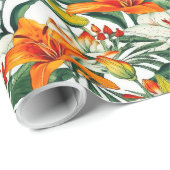 "Sunny Soiree" Tropisch Sinaasappel Californië Lel Cadeaupapier (Rol Hoek)