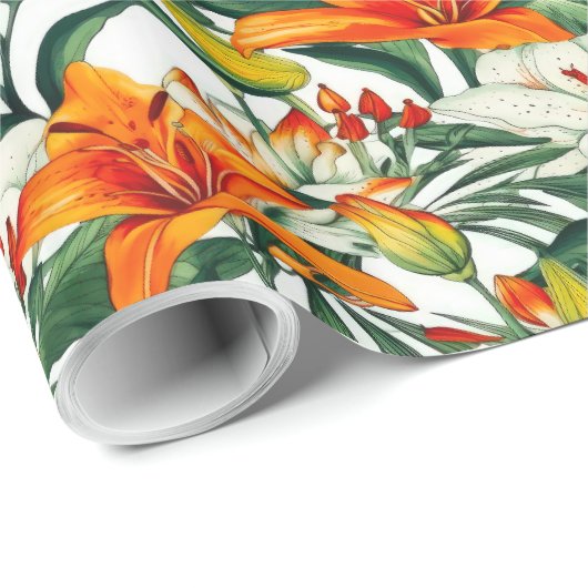 "Sunny Soiree" Tropisch Sinaasappel Californië Lel Cadeaupapier (Rol Hoek)