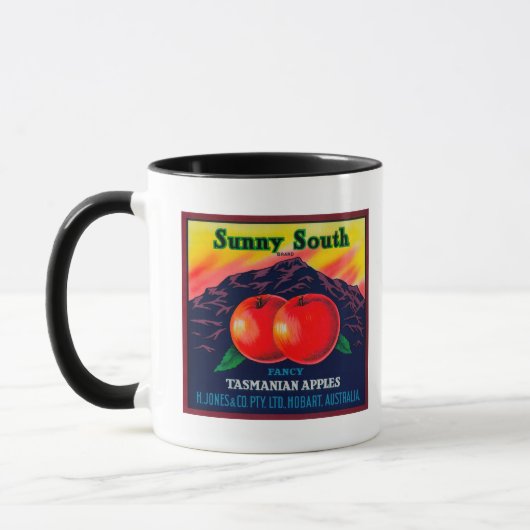 Sunny South Apple LabelHobart, Australië Mok (Links)