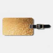 Sunny Sparkle Yellow Luxury Gold Glitter Bagagelabel (Voorkant horizontaal)