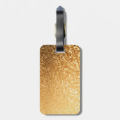Sunny Sparkle Yellow Luxury Gold Glitter Bagagelabel (Achterkant verticaal)