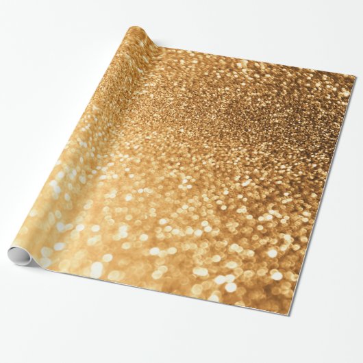 Sunny Sparkle Yellow Luxury Gold Glitter Cadeaupapier (Uitgerold)