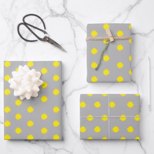 Sunny Splatter Polka Dot Pattern Inpakpapier Vel (Voorkant)