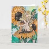 "Sunny" sprookje blanco wenskaart Kaart (Gele Bloem)