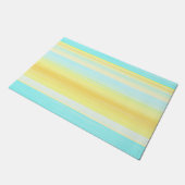 Sunny Summer Yellow Aqua Blue Waterverf Stripes Deurmat (Schuin)