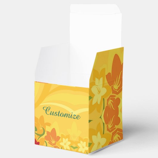 Sunny Summer Yellow Floral Cube Favor Box Bedankdoosjes (Geopend)