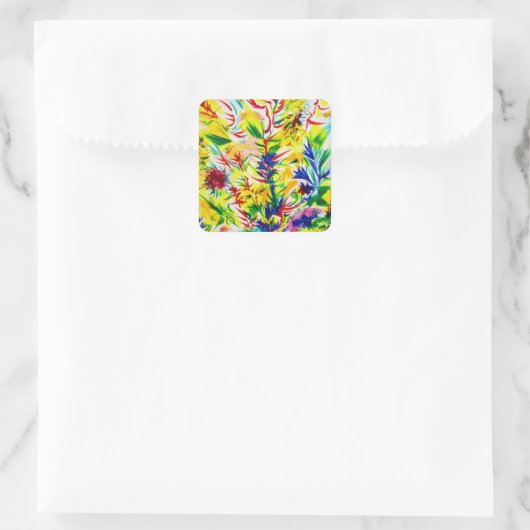 Sunny Summer Yellow Foliage Paint Art Vierkante Sticker (Tas)