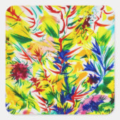Sunny Summer Yellow Foliage Paint Art Vierkante Sticker (Voorkant)