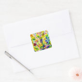 Sunny Summer Yellow Foliage Paint Art Vierkante Sticker (Envelop)