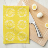 Sunny Sunburst Yellow Kitchen Towel Theedoek (Quarter Fold)
