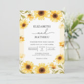 Sunny Sunflower Border Wedding Kaart (Staand voorkant)