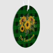Sunny Sunflower Bouquet op Green Pset Ornament (voorkant)
