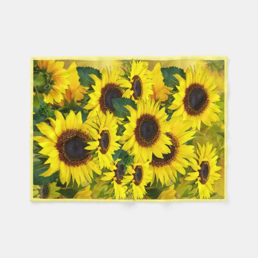 Sunny Sunflower Fleece Blanket (Voorkant (Horizontaal))