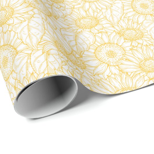 Sunny Sunflower Pattern Cadeaupapier (Rol Hoek)