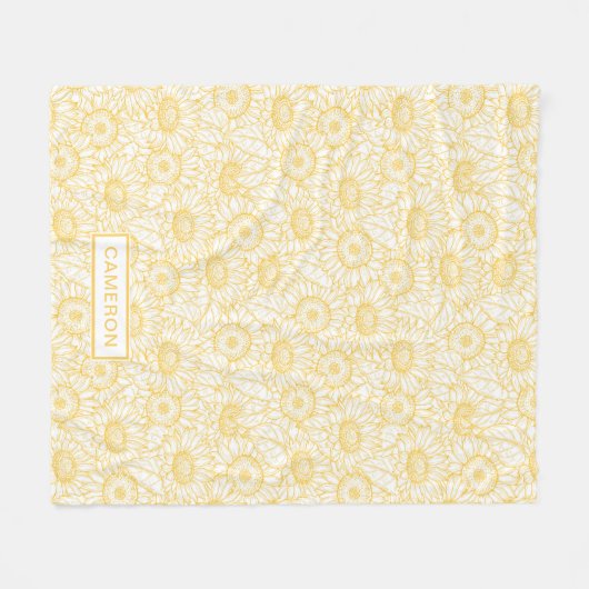 Sunny Sunflower Pattern Fleece Deken (Voorkant (Horizontaal))