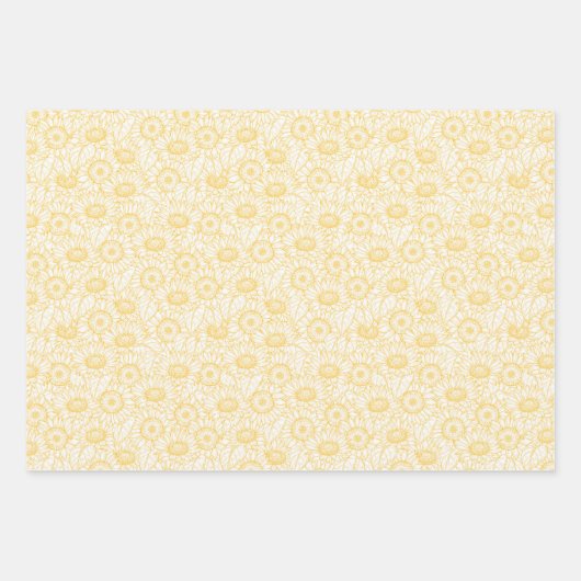 Sunny Sunflower Pattern Inpakpapier Vel (Voorkant 3)