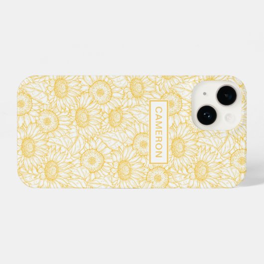 Sunny Sunflower Pattern iPhone Hoesje (Achterkant horizontaal)