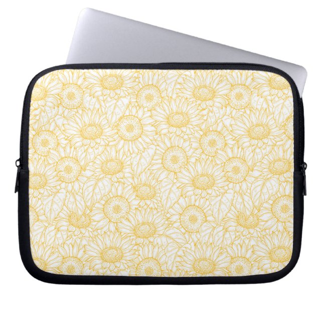 Sunny Sunflower Pattern Laptop Sleeve (Voorkant)
