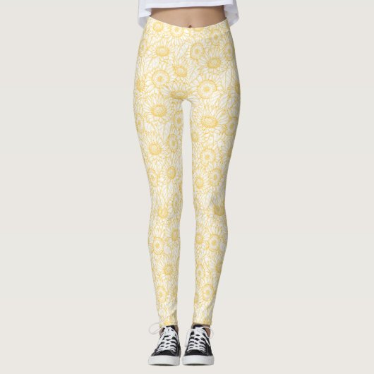 Sunny Sunflower Pattern Leggings (Voorkant)
