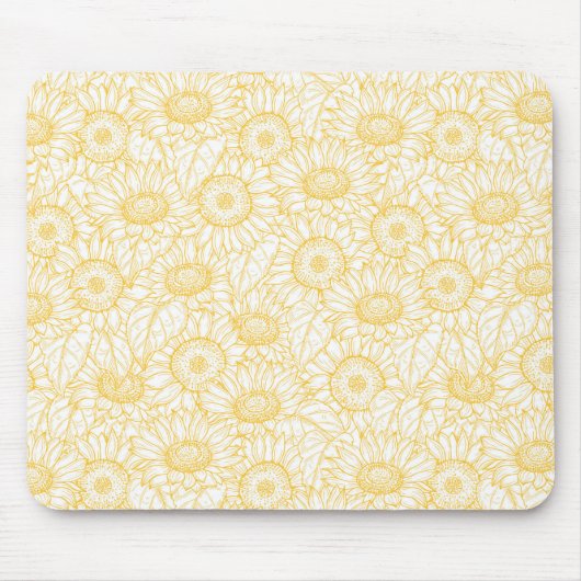 Sunny Sunflower Pattern Muismat (Voorkant)