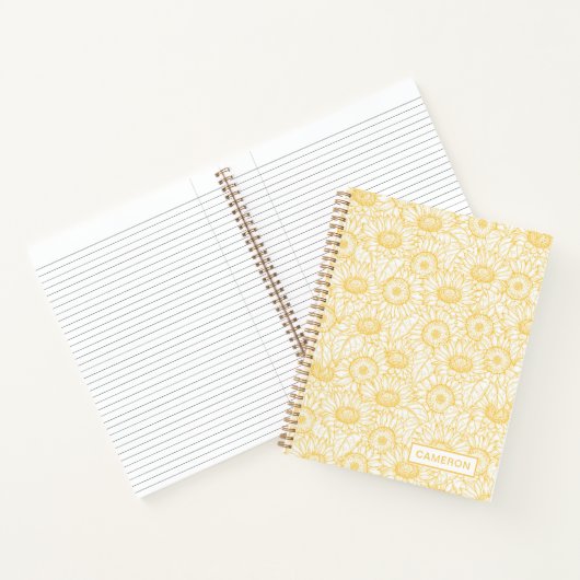 Sunny Sunflower Pattern Notitieboek (Binnen)