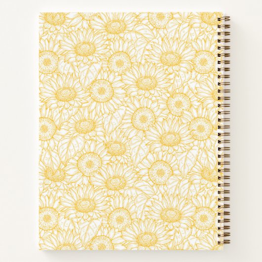 Sunny Sunflower Pattern Notitieboek (Achterkant)