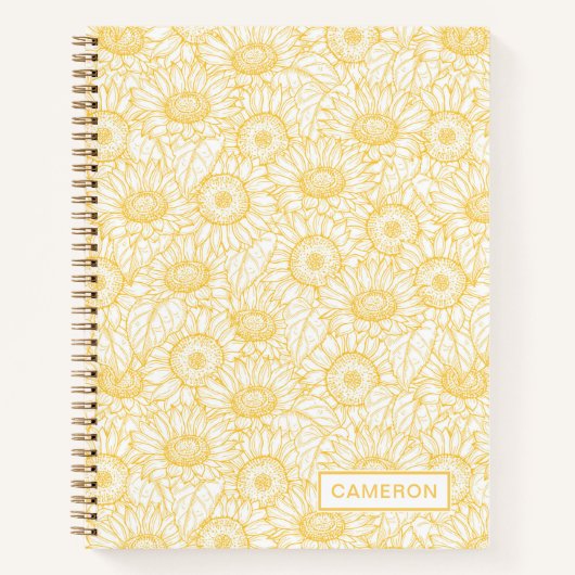 Sunny Sunflower Pattern Notitieboek (Voorkant)