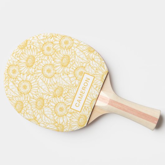 Sunny Sunflower Pattern Tafeltennisbatje (Zijkant)