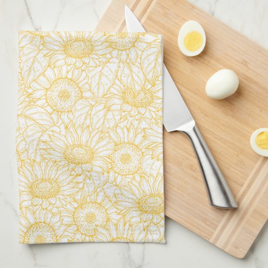 Sunny Sunflower Pattern Theedoek (Quarter Fold)