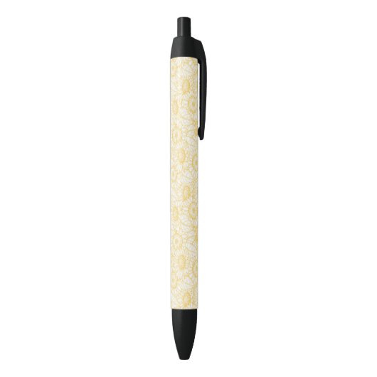 Sunny Sunflower Pattern Zwarte Inkt Pen (Achterkant (Verticaal))
